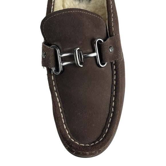 COLE HAAN D20693 BROWN SUEDE SHEEPSKIN LINED RUBBER WATERPROOF SOLE CLOG MULES - Picture 12 of 14